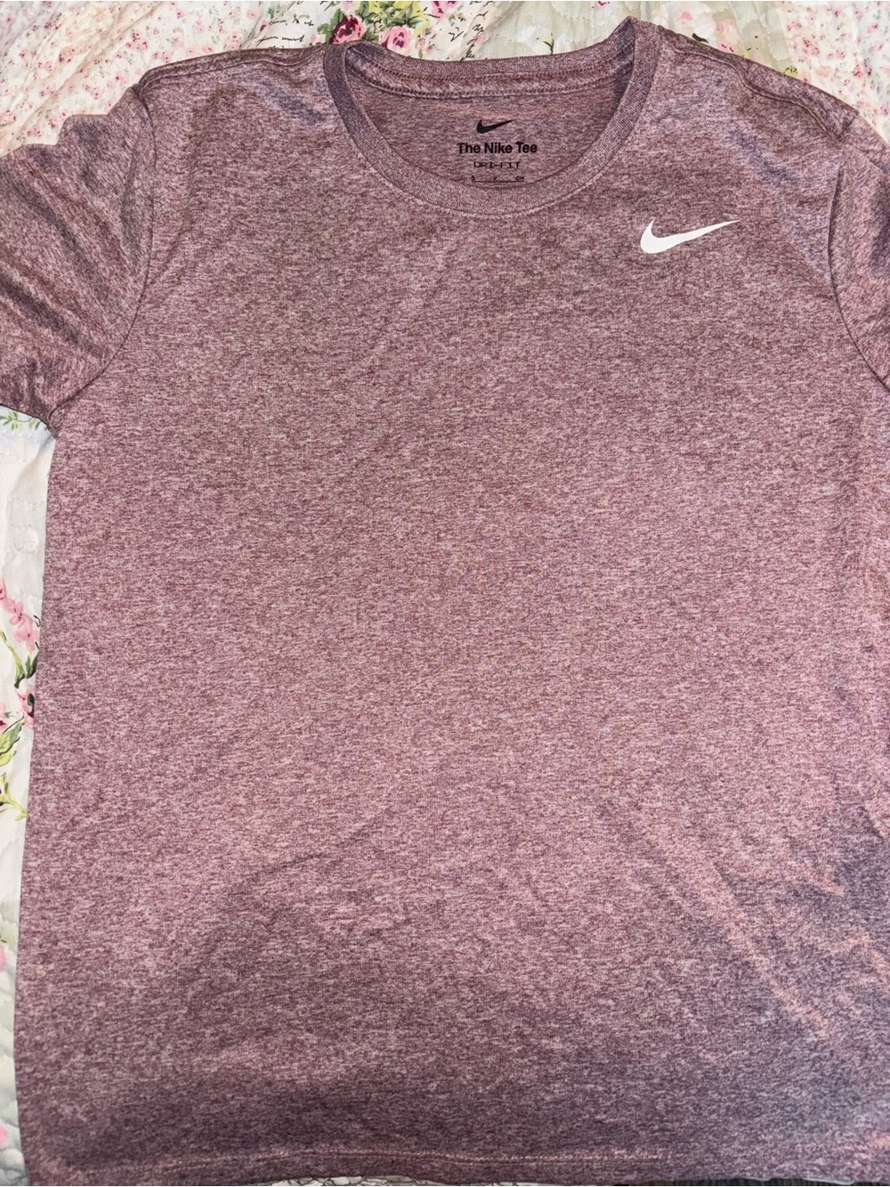 Nike Mauve Heathered Dri-FIT Tee with White Swoosh
